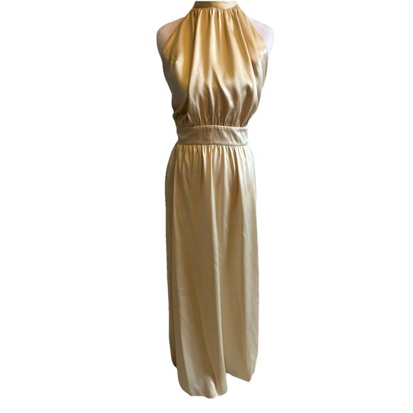 Reformation Alani Silk Maxi Dress Champagne Prom Bridesmaid Greek Goddess Sz 16 - Picture 5 of 16